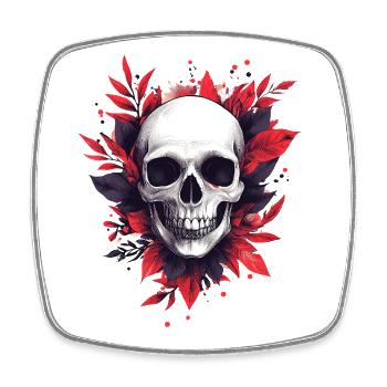 Decorative Skull, Skull, Flowers, Party - Square fridge magnet - white - Front