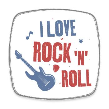 I love rock and roll - Square fridge magnet - white - Front