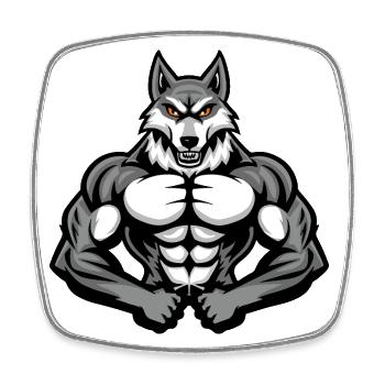 Husky Dog Muscles Bodybuilding - Square fridge magnet - white - Front