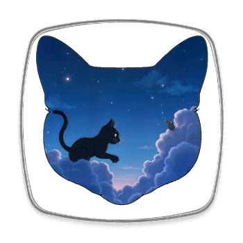 Katze jagt Mäuse in den Wolken - Viereckiger Kühlschrankmagnet - Weiß - Vorne