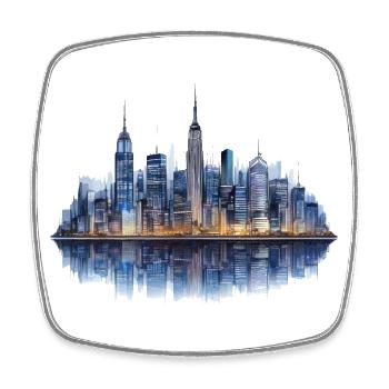 Skyline of a city - Square fridge magnet - white - Front