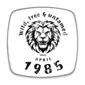 40ème Anniversaire Sauvage, libre et indompté depuis 04/1985 - Magnet carré - blanc - Devant
