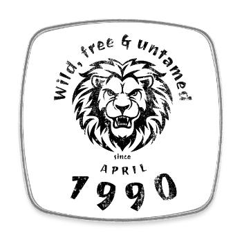 35. Geburtstag Sauvage, libre et indompté depuis 04/1990 - Magnet carré - blanc - Devant
