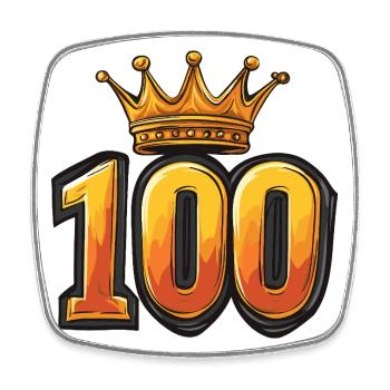 100 Zahl Krone - Viereckiger Kühlschrankmagnet - Weiß - Vorne