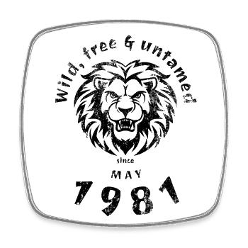 44. Geburtstag Wild, free & untamed since 05/1981 - Square fridge magnet - white - Front