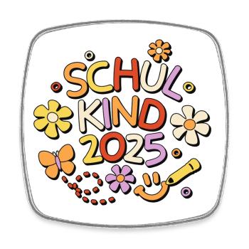 Schulkind 2025 Einschulung Schulanfang - Viereckiger Kühlschrankmagnet - Weiß - Vorne