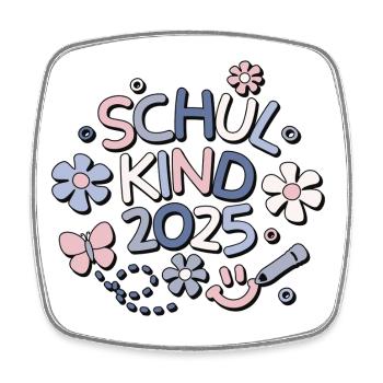 Schulkind 2025 Einschulung Schulanfang - Viereckiger Kühlschrankmagnet - Weiß - Vorne