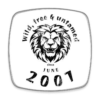 18. Geburtstag Wild, libre et indompté depuis 06/2007 - Magnet carré - blanc - Devant