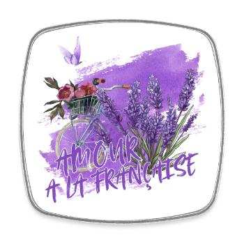 Amour à la Française Lavendel und Provence Flair - Viereckiger Kühlschrankmagnet - Weiß - Vorne