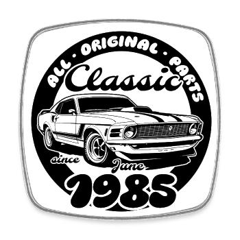 40. Geburtstag - Klassiker Musclecar 06/1985 - Viereckiger Kühlschrankmagnet - Weiß - Vorne