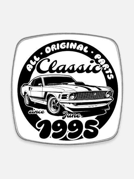30th Birthday - Classic Musclecar 06/1995 - Square fridge magnet - white