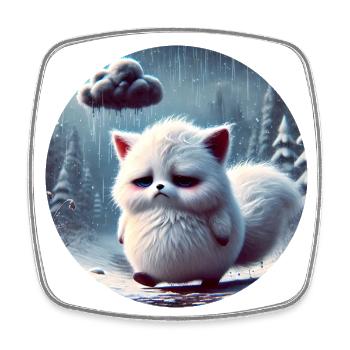 Sad Arctic Fox in the Freezing Rain - Square fridge magnet - white - Front