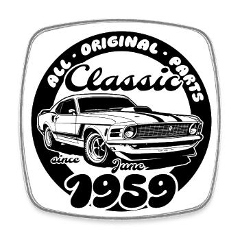 66. Geburtstag - Klassiker Musclecar 06/1959 - Viereckiger Kühlschrankmagnet - Weiß - Vorne