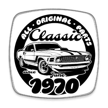 55. Geburtstag - Klassiker Musclecar 06/1970 - Viereckiger Kühlschrankmagnet - Weiß - Vorne