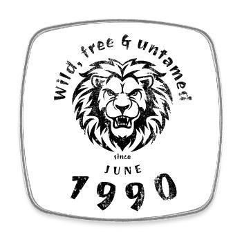 35ème Anniversaire Sauvage, libre et indompté depuis 06/1990 - Magnet carré - blanc - Devant