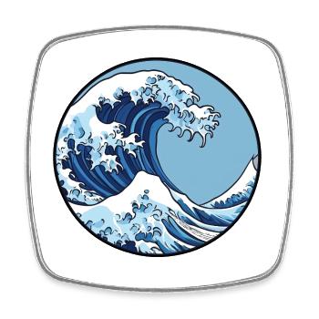 Welle, Wasser, Ozean, Japanische Welle, Logo - Viereckiger Kühlschrankmagnet - Weiß - Vorne