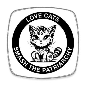 LOVE CATS SMASH THE PATRIARCHY - Square fridge magnet - white - Front