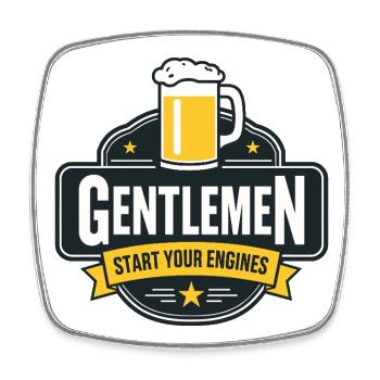 Gentlemen & Bier – Start Your Engines - Viereckiger Kühlschrankmagnet - Weiß - Vorne