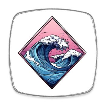 wave logo, diamond shape, ocean design - Square fridge magnet - white - Front