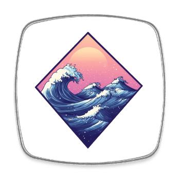 Wave, Hokusai Landscape, Retro Style, Japanese Sea - Square fridge magnet - white - Front