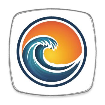 surfing wave, wave logo, water sports, sea - Square fridge magnet - white - Front