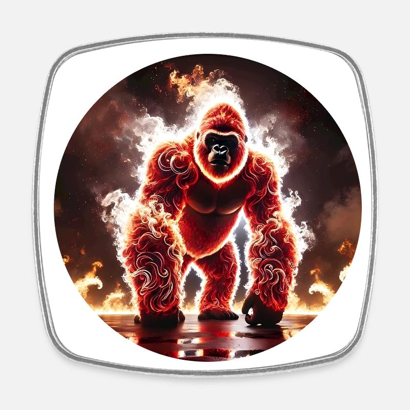 Gorille de Feu dans la Jungle Ardente - Magnet carré - blanc
