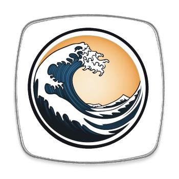 Surf logo, Surfer passion, Water sport - Square fridge magnet - white - Front