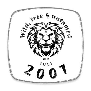 18th Birthday Wild, free &amp; untamed since 07/2007 - Square fridge magnet - white - Front
