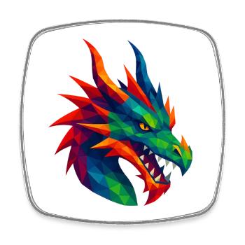 WPAP Stil Tiere - Drache - Viereckiger Kühlschrankmagnet - Weiß - Vorne