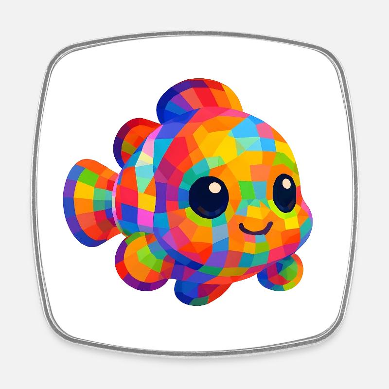 WPAP Polygon Style Animaux Kawaii Bébé Clownfish - Magnet carré - blanc