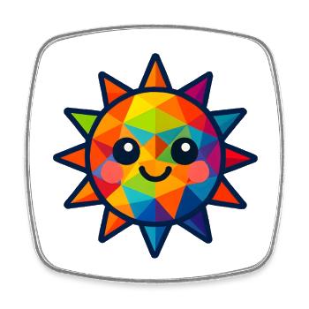 WPAP Polygon Kawaii Stil Baby Sonne - Viereckiger Kühlschrankmagnet - Weiß - Vorne
