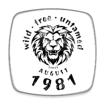 44. Geburtstag Wild, free & untamed since 08/1981 - Viereckiger Kühlschrankmagnet - Weiß - Vorne