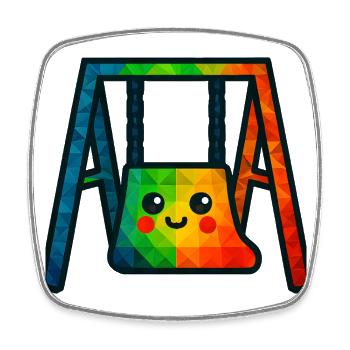 WPAP Polygon Kawaii Stil Baby Spielzeug Schaukel - Viereckiger Kühlschrankmagnet - Weiß - Vorne