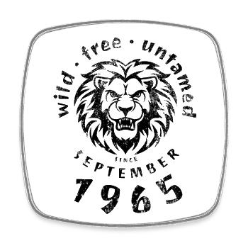 60. Geburtstag Sauvage, libre et indompté depuis 09/1965 - Magnet carré - blanc - Devant