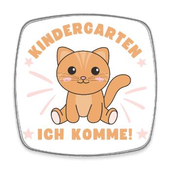 Kindergarten Ich Komme Kindergartenkind Katze - Viereckiger Kühlschrankmagnet - Weiß - Vorne
