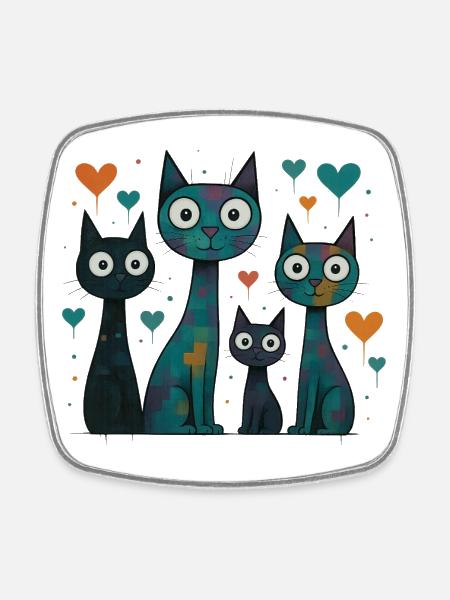 Katzen - Viereckiger Kühlschrankmagnet - Weiß