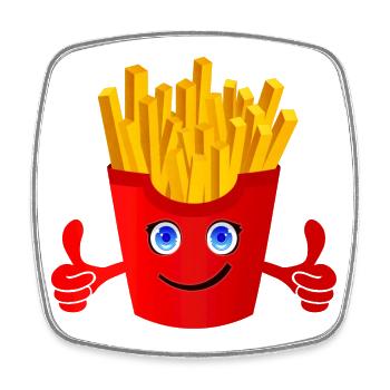 Happy Fries (pouce en l'air) - Magnet carré - blanc - Devant
