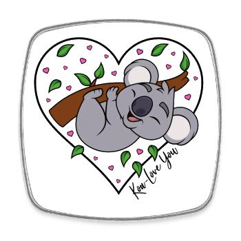 Koala eucalyptus heart love saying Koa-Love You - Square fridge magnet - white - Front