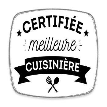 T shirt cuisine humour femme cuisinière cadeau - Magnet carré - blanc - Devant