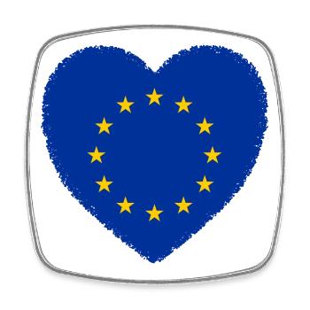 Herz EU Europa Freiheit Frieden Support Liebe - Viereckiger Kühlschrankmagnet - Weiß - Vorne