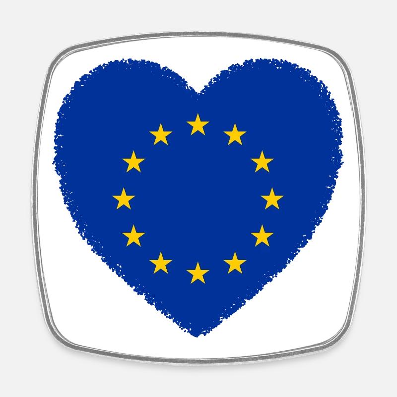 Heart EU Europe Freedom Peace Support Love - Square fridge magnet - white