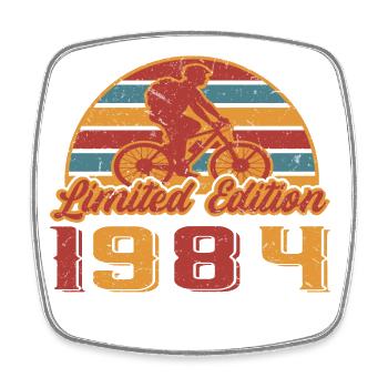 Cyclist Cyclist Mountain bike birthday 1984 - Square fridge magnet - white - Front
