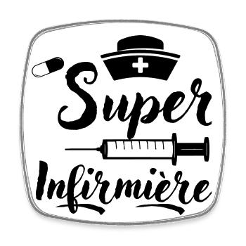Infirmière super infirmière humour cadeau femme - Magnet carré - blanc - Devant