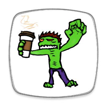 zombie drink coffee - Square fridge magnet - white - Front