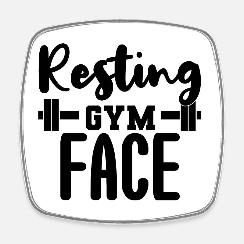 Resting gym face - Square fridge magnet - white