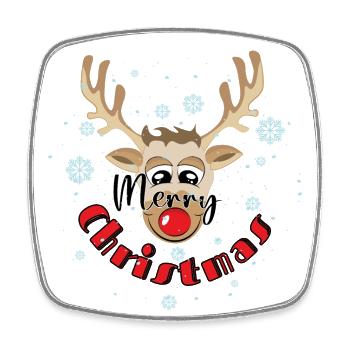 Merry Christmas reindeer - Square fridge magnet - white - Front