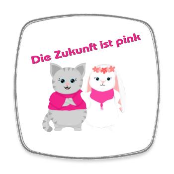 Zukunft ist pink DE - Viereckiger Kühlschrankmagnet - Weiß - Vorne