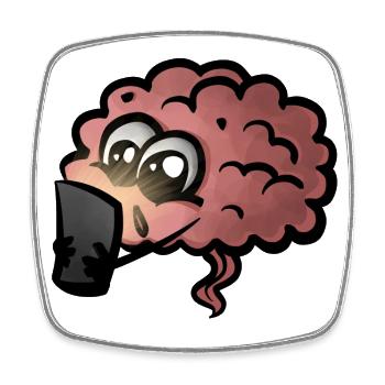 Brain Cell Phone Addiction Gift Idea - Dopamine Addicted - Square fridge magnet - white - Front