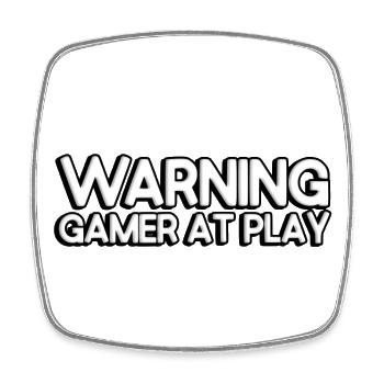 Warning: Gamer at play - Square fridge magnet - white - Front