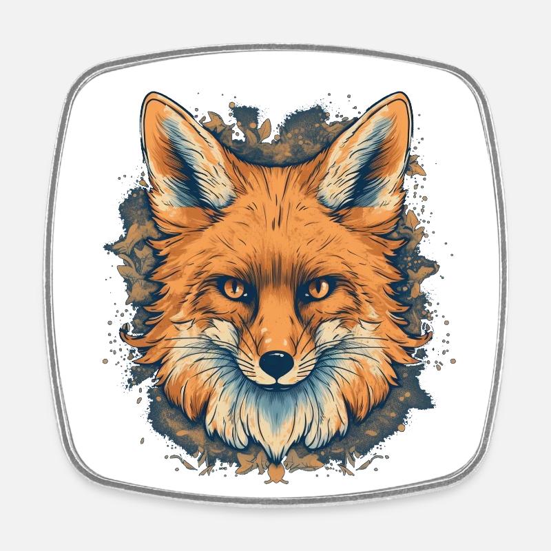 Fuchs - Viereckiger Kühlschrankmagnet - Weiß